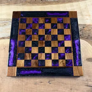 Purple Haze Black Onyx Walnut Chess Board with Border - INCLUDES PIECES Purple Haze Black Onyx Walnut Chess Board with Border - INCLUDES PIECES