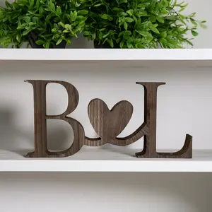 Custom Wood Initials with Heart – Personalized Wedding Gift | Maple, Walnut, Cherry | Couple Decor | Valentine's Day or Anniversary Sign