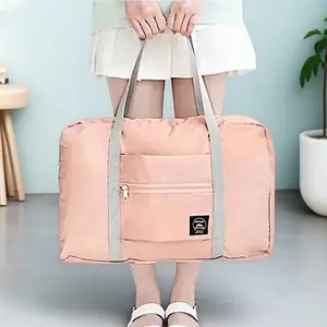 Large Foldable Nylon Travel Bag, Lightweight Water-Resistant Design, Quick-Access Zipper, Handheld & Shoulder Carry. Perfect for Commuting, Gym, Short Trips, Home Storage, Camping & Business Travel, Portable Travel Bag.