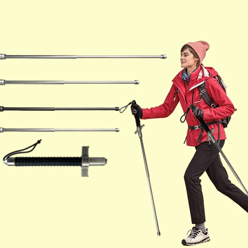 Stainless Steel Hiking Sticks - 26-37 in Retractable Telescopic Adjustable, Non-Slip, Portable, Easy to Store, Must-Have for Outdoor Activities