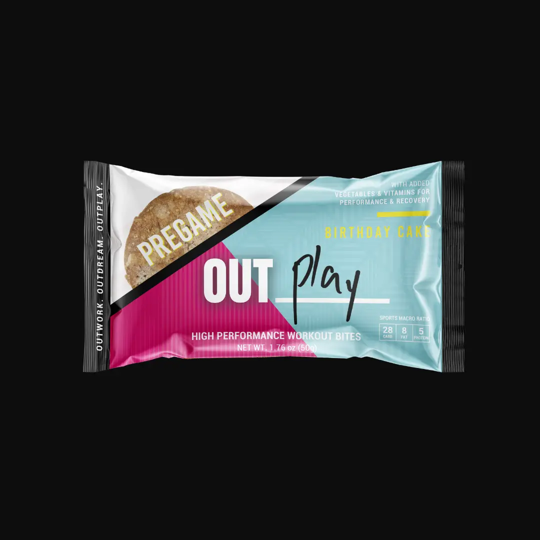 OUTPLAY Pregame Bites - BIRTHDAY CAKE | Dairy Free and Vegan Workout Snacks | Pre-workout Macros