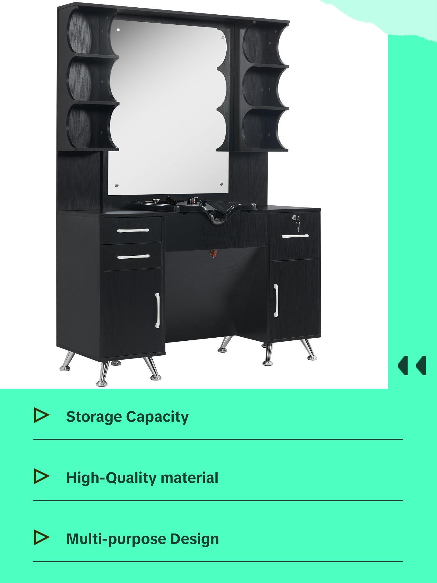 BarberPub Backwash Shampoo Bowl Cabinet, Barber Wall Mount Station with Mirror 3141