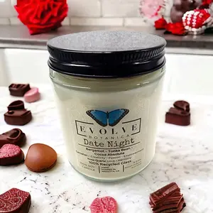 Date Night 9oz Jam Jar Soy Candle, Rose Quartz & Carnelian
