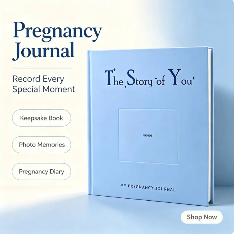 Safe English Eco-Friendly Craft Hardcover Pregnancy Diary Photo Album, Memory Keepsake Maternity Gift for Pregnant Women