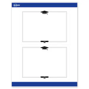 Avery® Printable Rectangle Invitation Cards, 5" x 7", Matte White, Sure Feed® Technology, Pre-printed Silver & Black Graduation Cap Design Great for Grad Parties, Laser & Inkjet Compatible, 40 Total