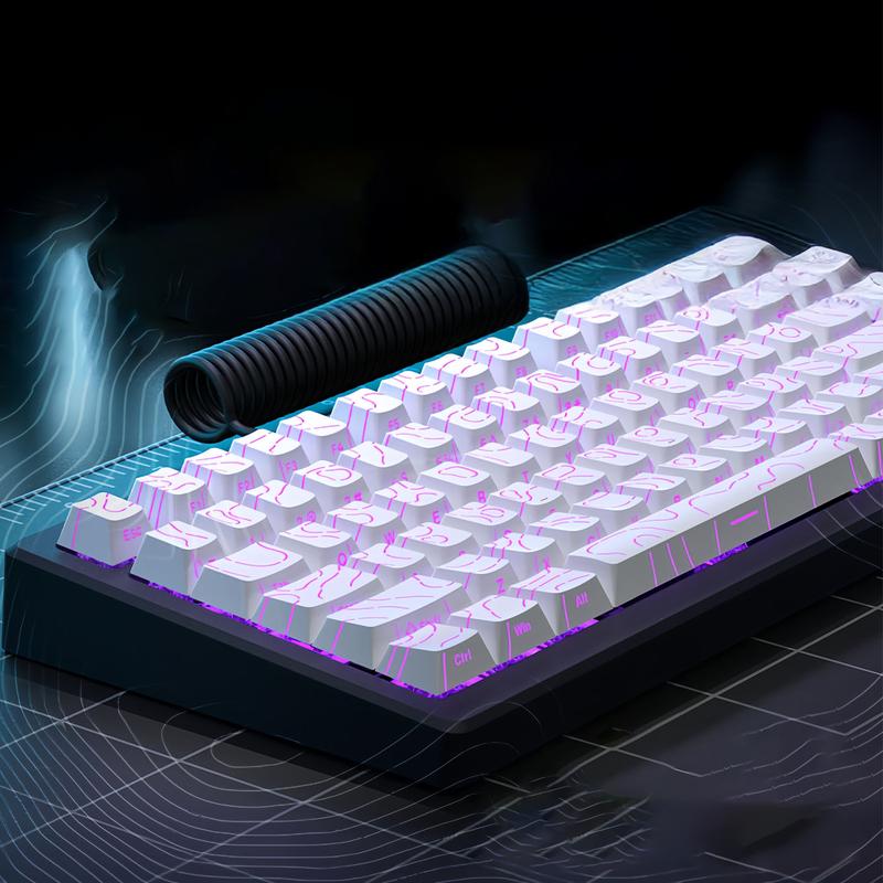 (Keyboard not included)Glowing Contour PBT Keycaps Set - Double-Shot Shine-Through Backlit Keycaps for 100% 108/87/65/60% Layouts | Cherry Profile White & Black Keycaps, ASMR Silent Gaming Keyboard Upgrade & RGB Gift for Gamers boyfriend gift