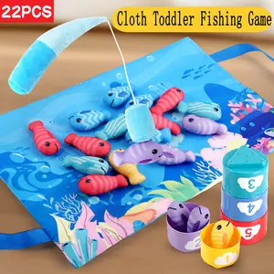 Toys for 1 Year Old - 10 in 1 Cloth Toddler Pretend Play Fishing Game with Stacking Cups, Toddler Playset, Baby Toy 12-18 Months One Year Old Boy Birthday Gift, Toddler Toys for 1 2 Year Old Boy Girl Gifts