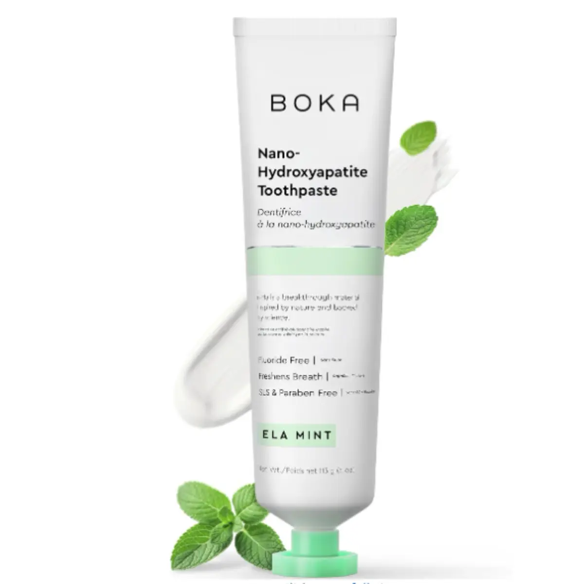 Boka Toothpaste - Fluoride Free Toothpaste, Nano Hydroxyapatite Toothpaste | Appropriate for Sensitive Teeth - Adult Oral Care - Ela Mint - 4 Oz, 1PK