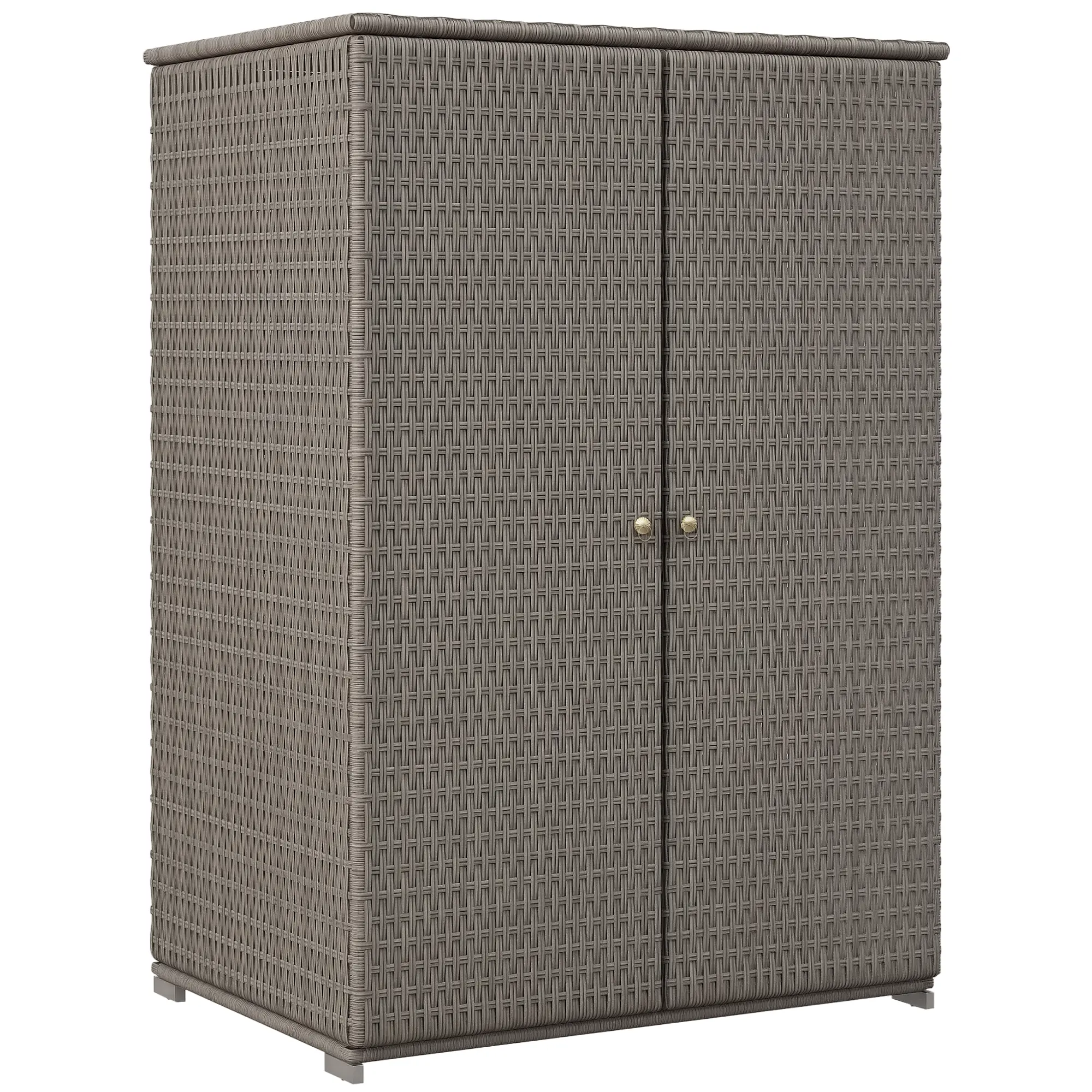 Outsunny Tropical Handwoven Rattan Outdoor Storage Cabinet - 2-Door Unit with Removable Shelf, Drawer, Magnetic Door, Di(2-ethylhexyl)phthalate (DEHP)-Free Compact Design, Clever Storage Upgrade for Backyard Pool Towels