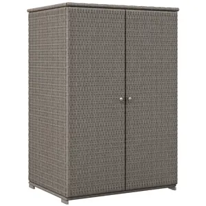 Outsunny Wicker Outdoor Storage Cabinet with Shelves, 2-Door Rattan Pool Towel Storage Cabinet with Removable Shelf & Drawer, Outdoor Towel Holder for Garden, Backyard, Porch