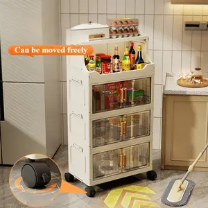 50cm Foldable Storage Cabinet, Multi-Layer Open Door Design, Space-Saving Organizer, Home Use, Ideal for Daily Essentials