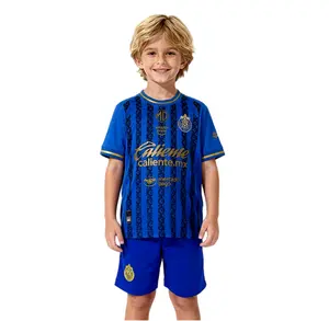 25 26 Chivas de Guadalajara Mexico LIGAMX Third Away Blue Short Sleeve Set Soccer Jersey Kid's Version