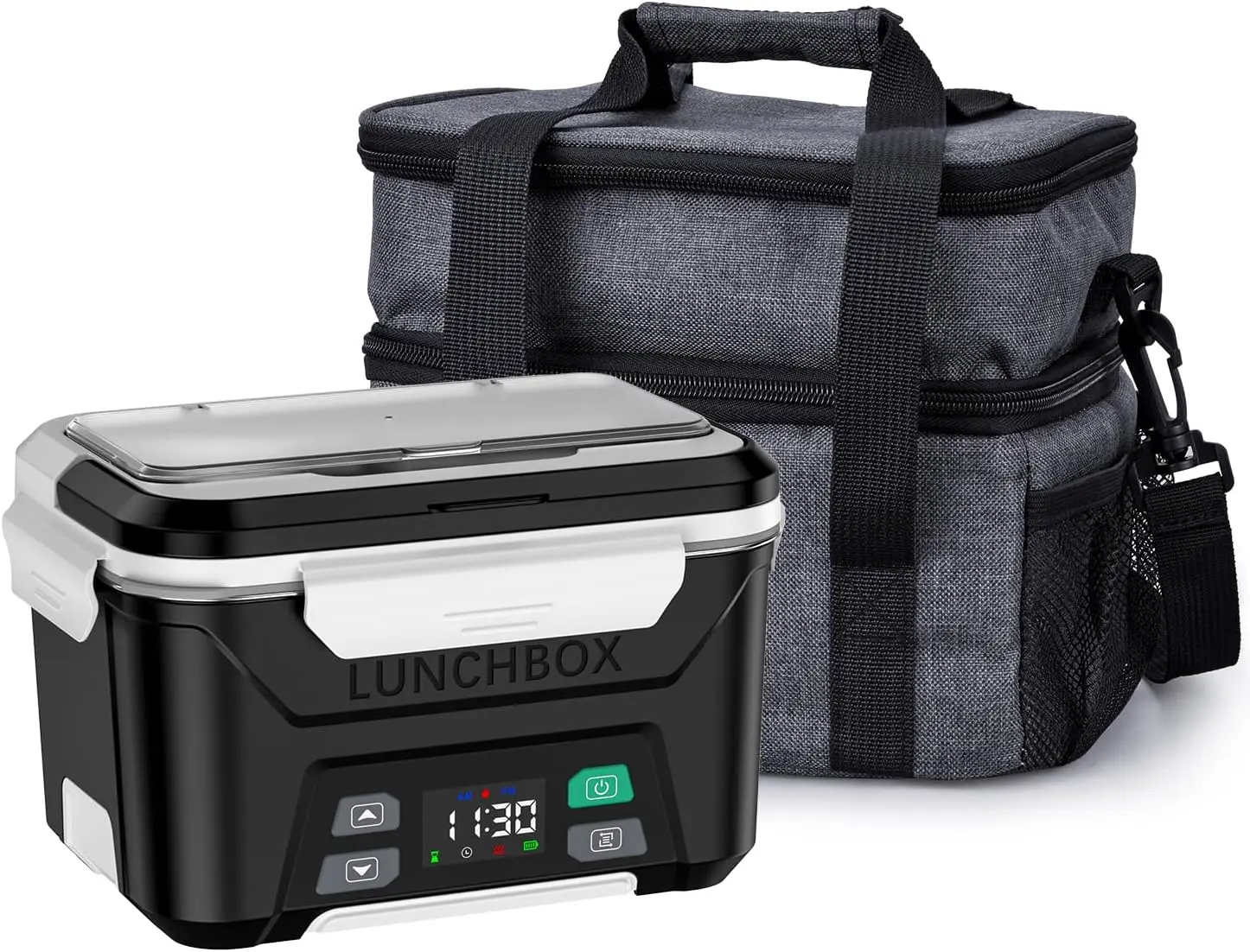 Docusvect Cordless Electric Lunch Box, Heated Lunch Box with Timer | Self Heating Lunch box with Automatic Heating, 5.5 Cups Portable Food Warmer with Removable Tray Divider & Insulated Bag