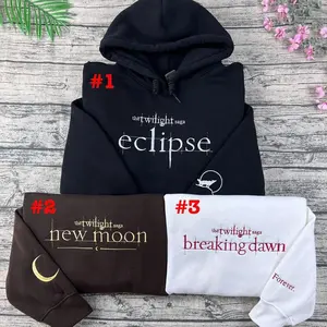Twilight Embroidered Sweatshirt Hoodie, Vampire Romance Book Cover New Moon Eclipse Breaking Dawn Crewneck