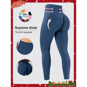 Seamless Compression Tummy Control Glute Leggings for Women, Mid Rise Yoga Pants, Scrunch Butt Lifting Workout Leggings for Gym, Workout Train Leggings