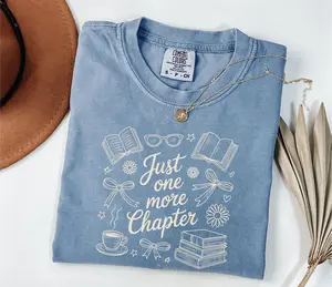 Comfort Colors Just One More Chapter Shirt, Book Lover T-Shirt, Books and Coffee Shirt, Floral Bookish Shirt, Book Club Shirt, Reader Shirt Apparel Oversized