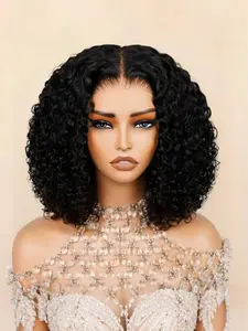 Black Short Curly Wigs for Women, Kinky Curly Wig, Natural Looking Gorgeous Fluffy Wigs without Band, Synthetic Full Machine Wigs for Party, Daily Use