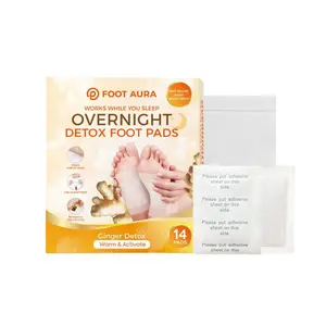 FootAura Overnight Foot Patches – Detox & Circulation Support – Ginger Extract – Warm, Stimulate & Restore Overnight – 14 Count