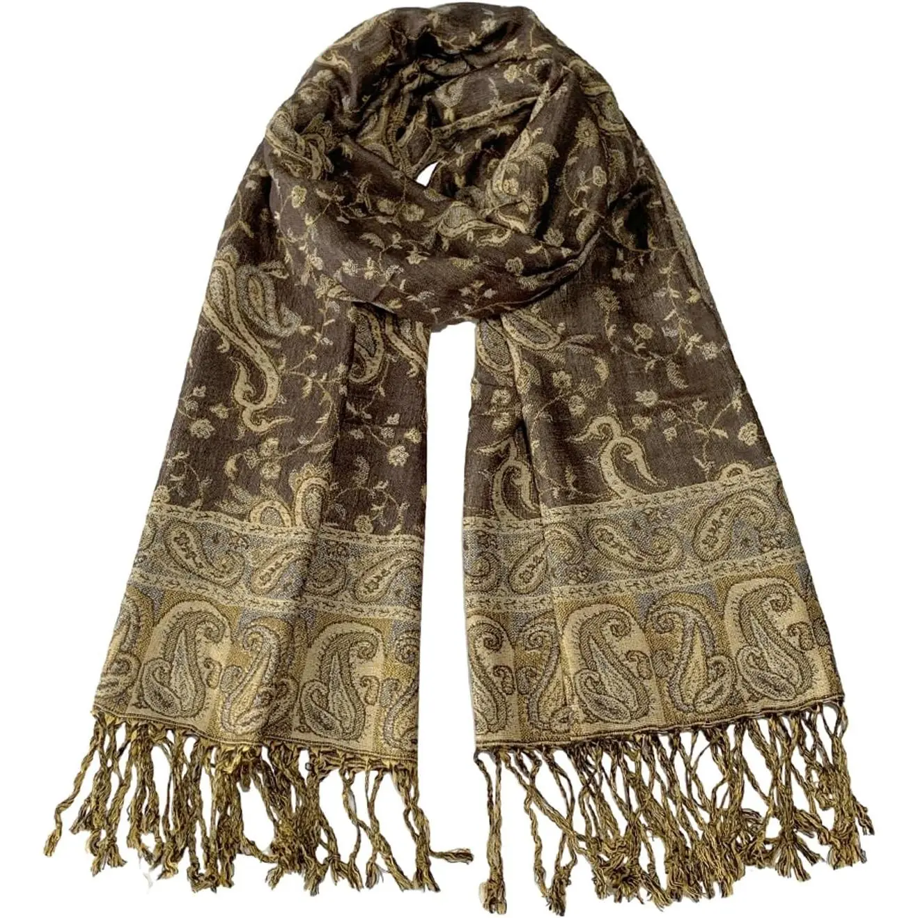 Unisex Paisley Print Shawl, Elegant Soft Silky Reversible Scarf Style Wrap, Lightweight Pashmina for Men and Women, Female, Synthetic, Casual, One Size