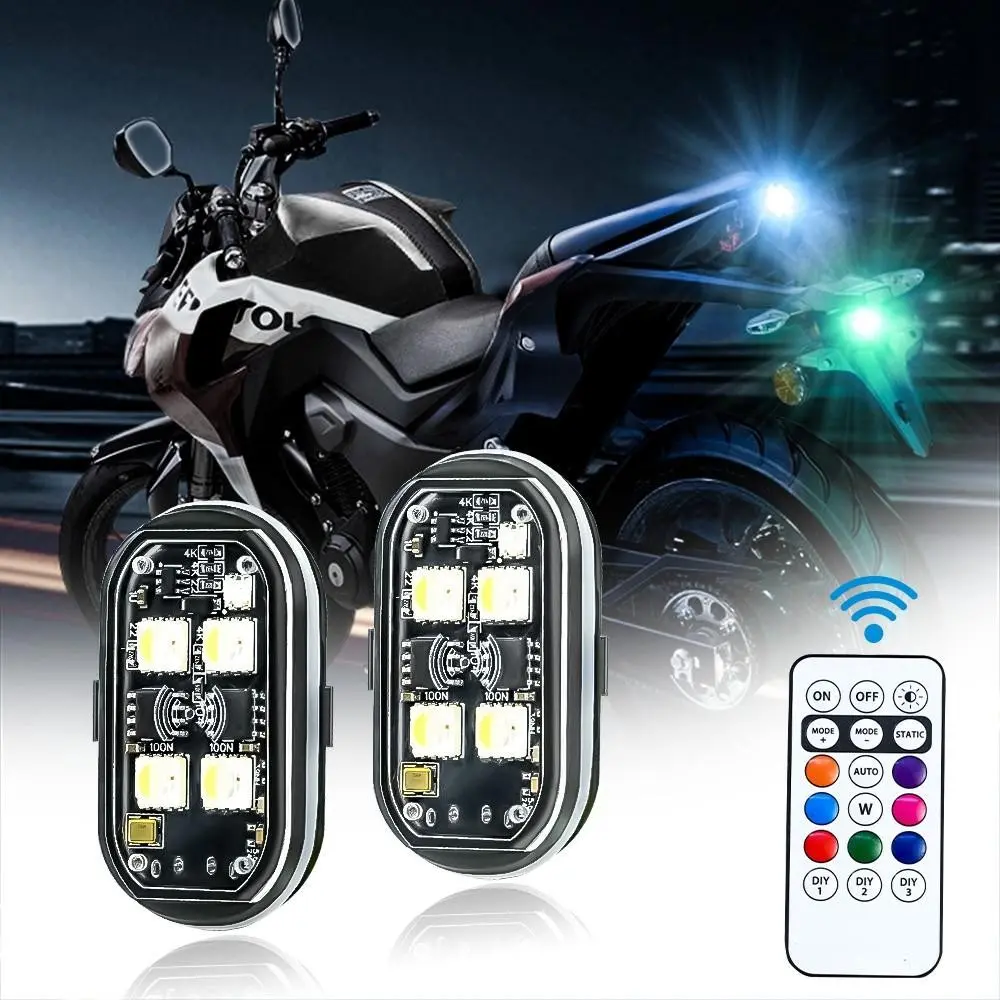 FCCEMC 1/2/4/6Pcs Wireless Car Ambient Light Color Changing Car Interior Decorative Light with Remote Control Charging Car LED Strobe Light Car Lighting Accessories