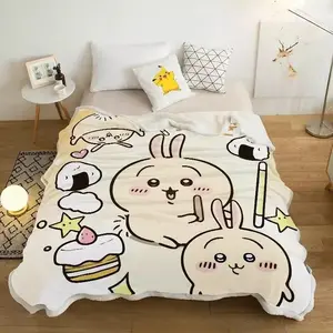Kawaii Bunny & Sweets Plush Throw Blanket Cozy Kawaii Animal & Onigiri Flannel Bed Blanket Cozy Kawaii Animal & Onigiri Flannel Bed Blanket