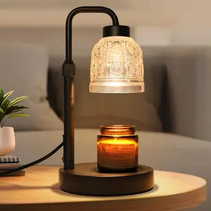 Candle Warmer Lamp with Timer, Adjustable Light Height, Candle Lamp Birthday Gift for Women, Moms, Sisters, Friends, Candle Warmer Lamp Gift, New Home Decoration Candle Lamp Warmer with Two Bulbs - Black