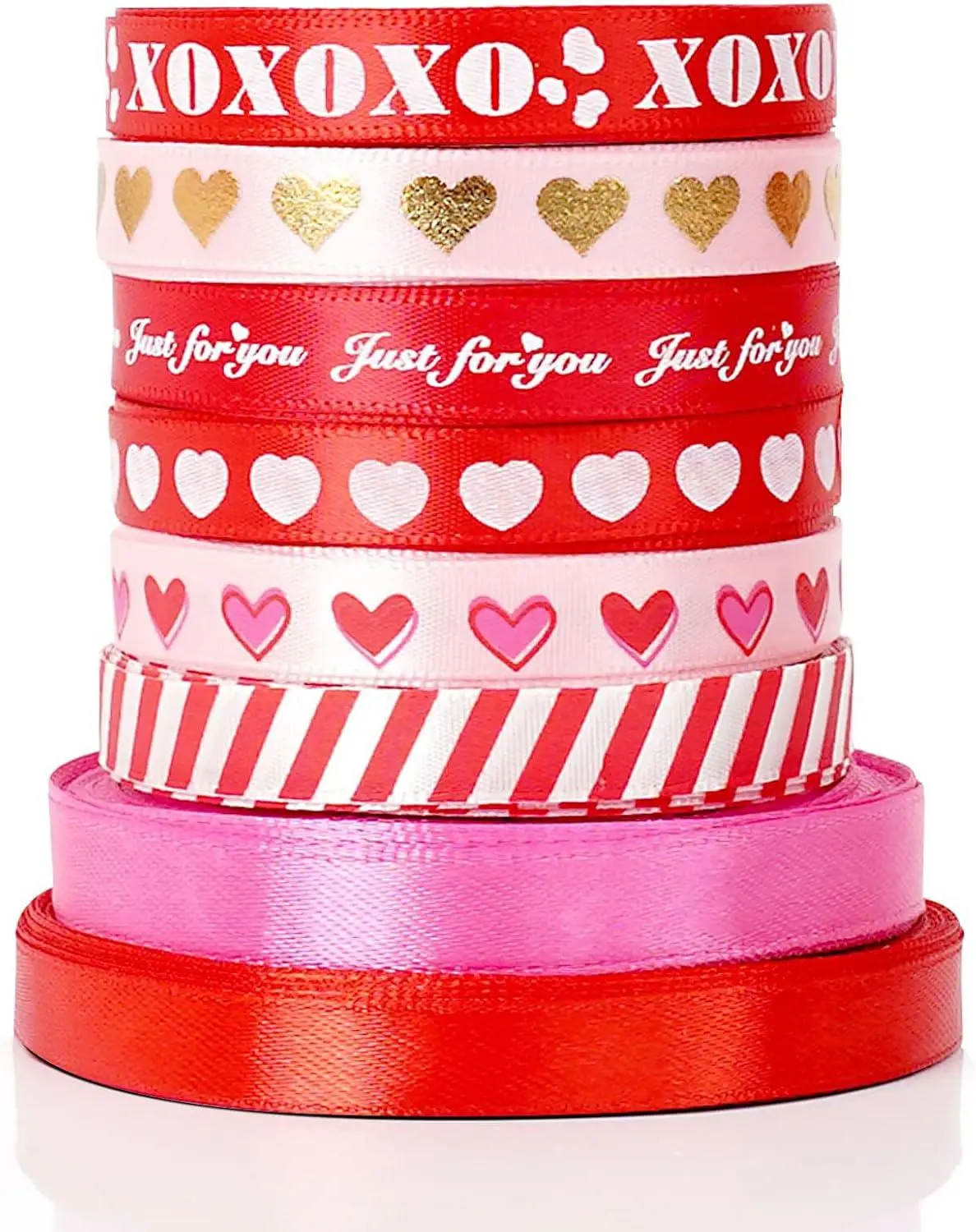 Valentine'S Heart Ribbons - Satin, Red, 3/8IN*110YD CNVOILA