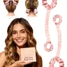 BONNET QUEEN Heatless Hair Curler 2-Piece Set - Medium Satin Rollers with Soft Sponge, Secure Hold, Wrap-Tight Design, Overnight Sleep-In Rods for Bouncy Hairstyles Ideas (Cream Pink)
