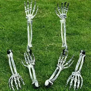 [halloween Skeleton] 2pcs Simulated Hand Bone Skeleton Yard Stakes, Perfect Halloween Decoration Props for Parties, Ghost Hand Bone Design for Yard and Garden