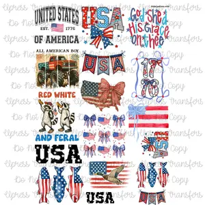 Little Patriots Mini DTF Transfer Gang Sheet 24.5" Wide x 36" Long Direct To Film Trendy Vibrant Designs for Stylish Wardrobe