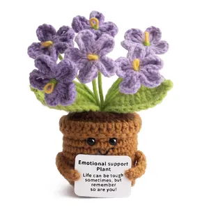Handmade Crochet Forget-Me-Not Potted Plant, Emotional Support Positive Affirmation Plush, Encouragement Gift for Friends & Family # GLOBAL PICKS