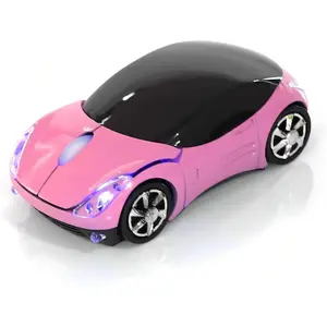 Z-APT2 2.4G Car Mouse with USB Reciver 1600DPI Optical Mouse for PC Computer Laptop Tablet, High Cute Mouse for XP//Win7/ME/2000/for OS (Pink)