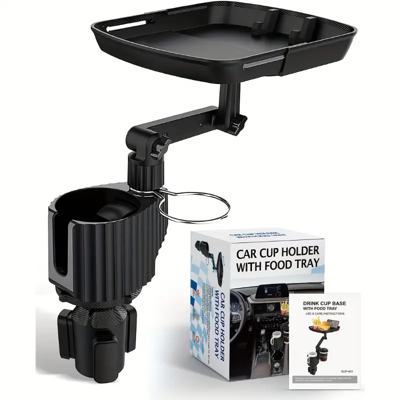 corvette cup holder Ultimate Car Cup Holder & Phone Mount - 360° Rotatable, Detachable Food Tray, Dual Cup, Secure Storage for Drinks, Snacks, Accessories - Perfect Accessory for All Drivers, Car Owners, Road Trips