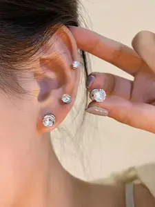 Magnetic Hoop Earrings Set, No Piercing Required, Simple Style Rhinestone Decor, Unisex Allergy Free, Fashion Jewelry for Daily Wear