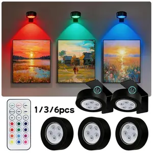 Battery-Powered Painting Light, Magnetic Wireless Picture Lamp, 20 RGB Colors, Adjustable Timer Mode, Art Display and Decoration