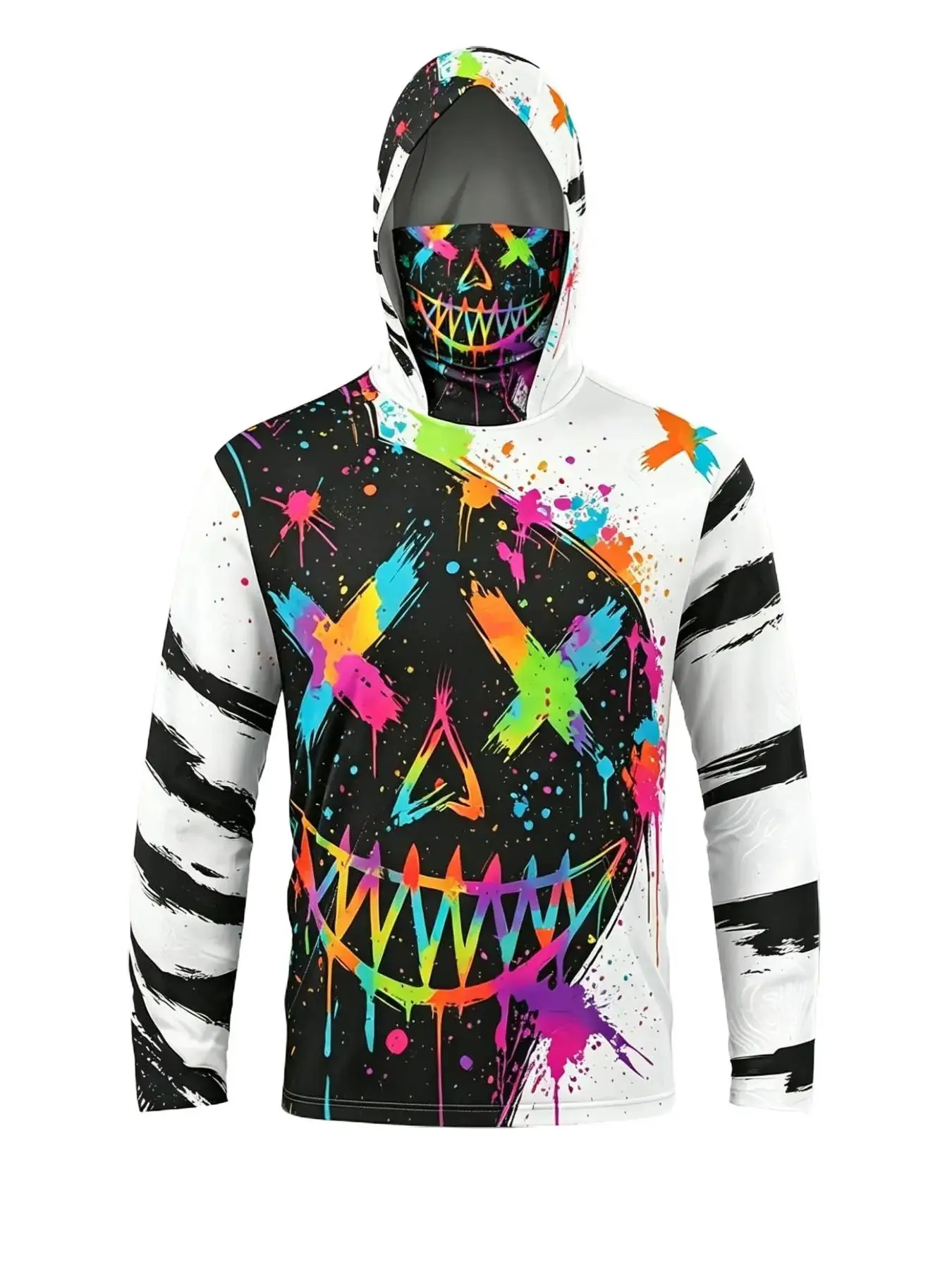[New] Men's 3D spoof expression graffiti printed hoodie - street style jumper, comfortable and breathable, suitable for daily casual wear, machine washable, suitable for all seasons, outdoor travel, hunting, camping, fishing clothing