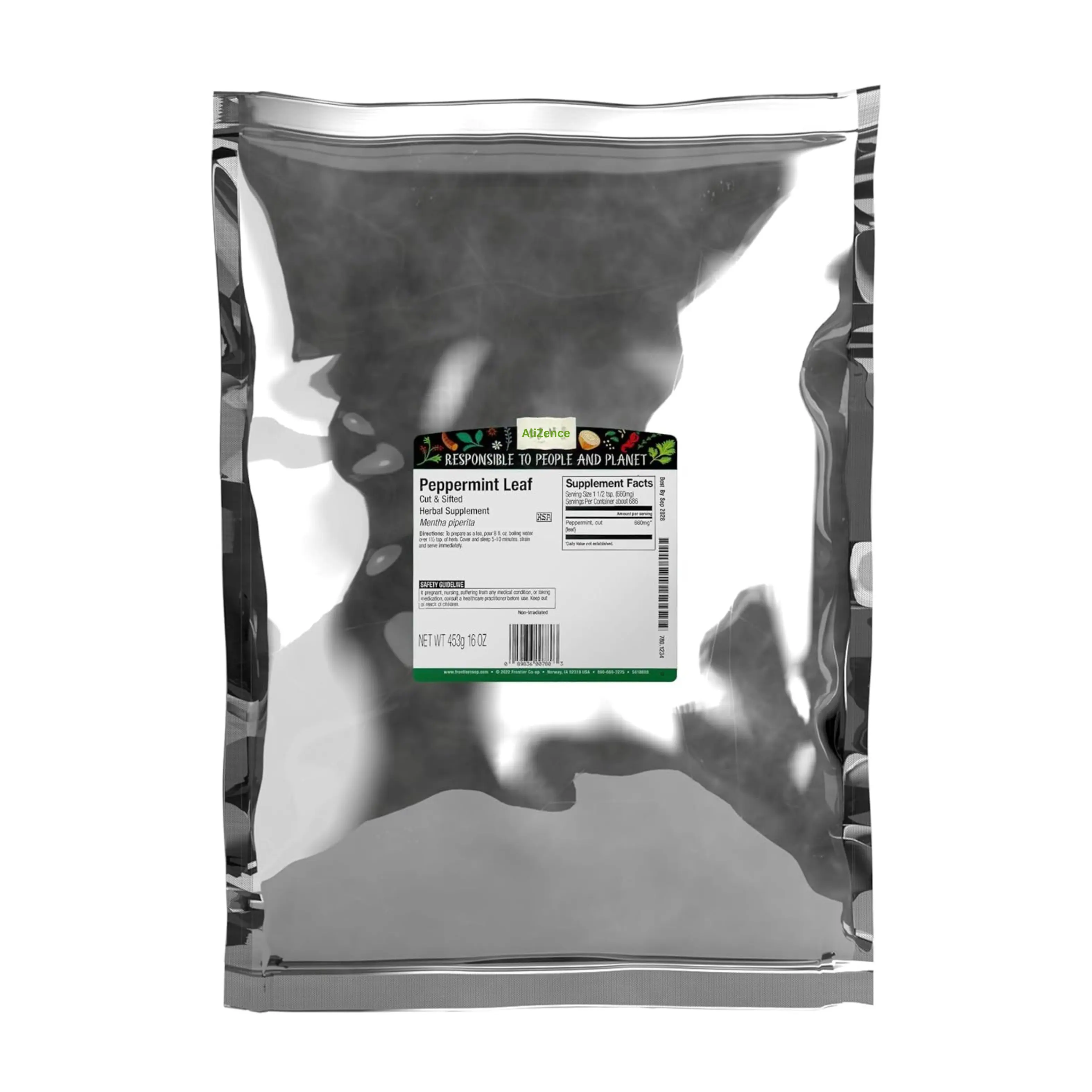 Dried Peppermint Leaves - Cut and Sifted, Kosher Certified 16 oz Bag (Pack of 1) for Teas, Juices, Scented Candles