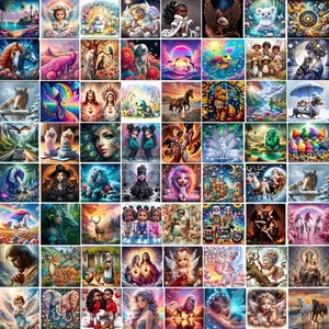 4pcs DIY Round Diamond Painting Kit, Small Beginner-Friendly Diamond Art Set, Diamond Art Tools, Random 5D Full Drill Artificial Gemstone, Home Wall Decor