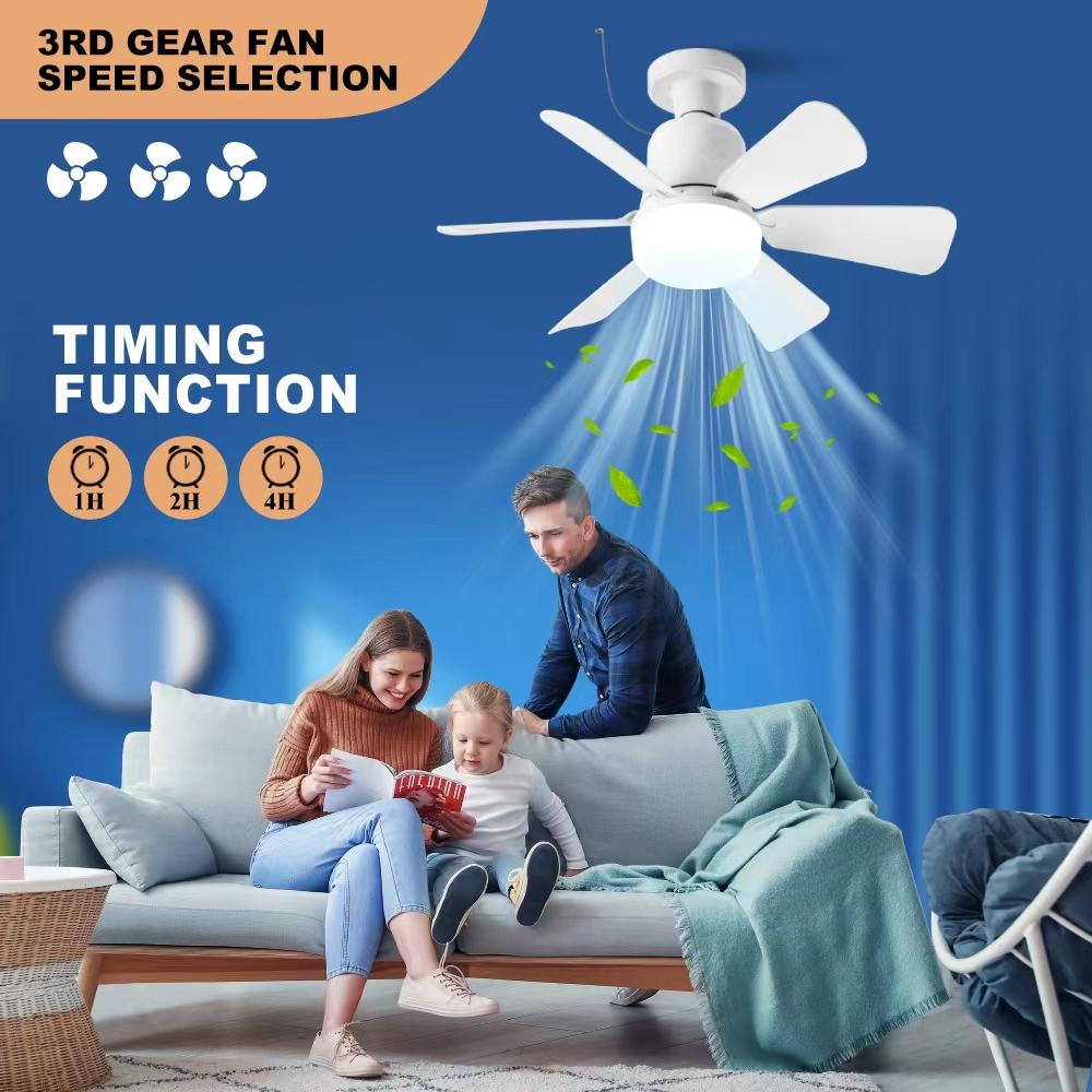 3-in-1 Socket Fan Light with Remote - Easy Install Ceiling Fan with Dimmable LED for Bedroom, Kitchen & Garage | No Wiring Needed