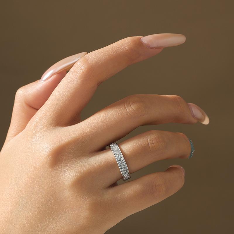 ATTAGEMS Classic Lab-Created Moissanite Ring for Women Men Unisex Real S925 Sterling Silver Engagement Wedding Band Rings for Gift Sparkling Fine Jewelry Set Party R309