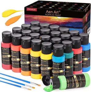 Acrylic Paint, Set of 24 Colors Craft Paint for Canvas, Wood, Ceramic & Fabric, Rich Pigments Non Toxic Paints