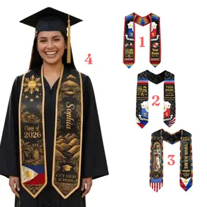 Custom Philippines Graduation Stole Class of 2026 For Senior, Heritage Sash with Philippines Flag, Mayon Volcano Stole, Kente Style Stole