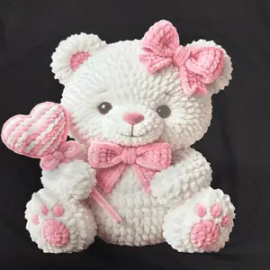 White teddy bear black shirt