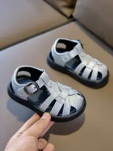 Baby Roman Sandals with Anti-Slip PU Sole, Adjustable Velcro Strap, Breathable Material, Suitable for Home and Outdoor Use, Baby Walking Shoes