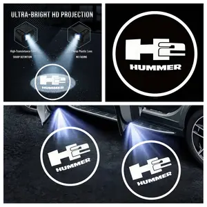 2-Pack Hummer Welcome Lights H1 H2 H3 Hx, Automatic Sensor Door Projection Lamp, No Damage Installation, Easy Peel & Stick, LED Door Light