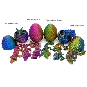 Mini Baby Dragons with Egg, Articulated 3D Printed Mini Dragon and Egg, Tri-Color Silk Articulated Baby Crystal Dragon, Rose Dragon, Orchid Dragon and Gemstone Dragon MBD002