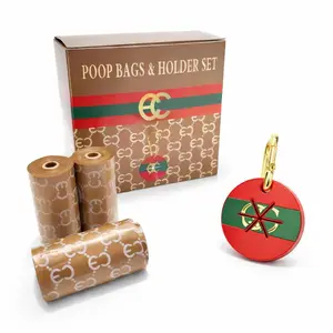 Everything Chic Designer Luxury Dog Poop Bags Refill Rolls for dispensers Leak Proof Waste Bags Thick Durable Unscented Pet Waste Bags Holder Set Silicone Used Dog Poop Bag Holder