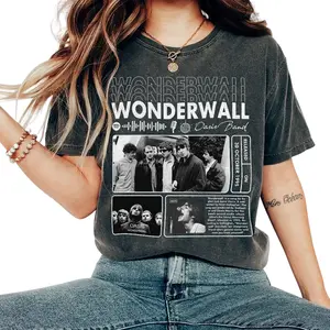 Unique Oasis Wonderwall Band Graphic Tees, Concert Tour 2025, Music Lover Gift, Ideal for Concerts And Casual Wear, Nostalgic, Stylish, Comfortable 	