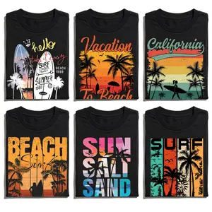Tropical Summer Beach T Shirt 100% Cotton Oversized Vacation Tee for Women Men Palm Tree Sunset Graphic Print Short Sleeve Casual Top Coastal Travel Outfit Island Vibes Beach Trip Gift Soft Streetwear