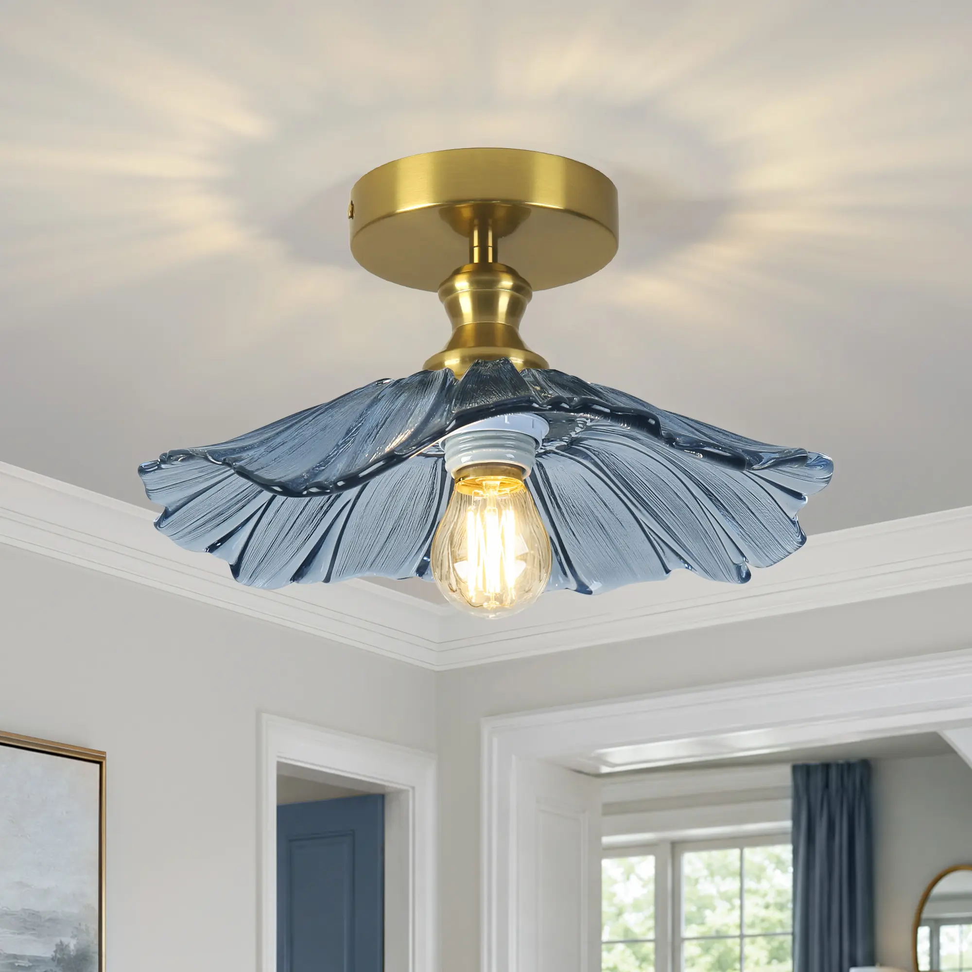 11.02in Petal Flush Mount Ceiling Light